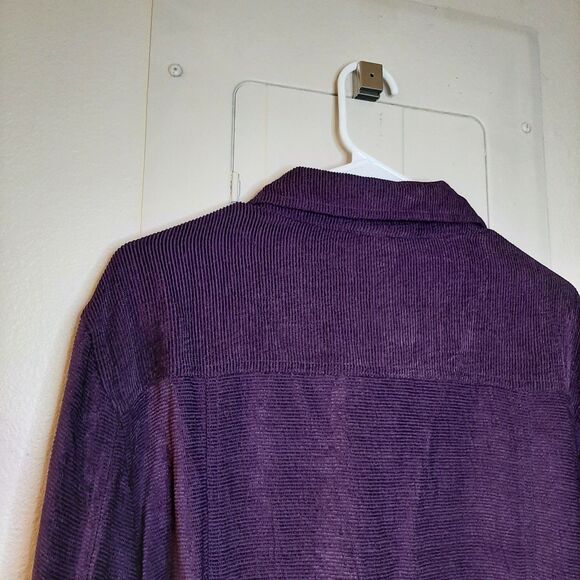 Chicos Shirt Jacket Purple Women Size 3 Button Up Shacket Ribbed Silk Blend LS - Picture 10 of 10